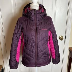 Patagonia | women ski jacket winter coat size small pink purple hooded